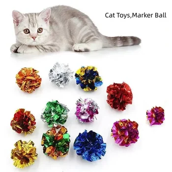 Mylar Crinkle Lopty pre Mačky, Farebné Plastové , Lesklé Interaktívne Zvukové Loptu, Crinkly Pet Hrať, 2 Ks, 8Pcs